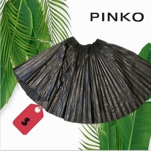 Faux Leather Pleated Skirt